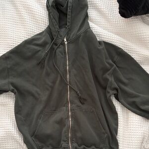 BRANDY MELVILLE Dark Green Zip-Up Hoodie
